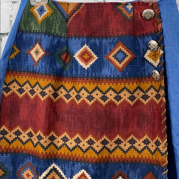 VTG southwestern Stunning Diamond L maxi skirt - Picture 2 of 6